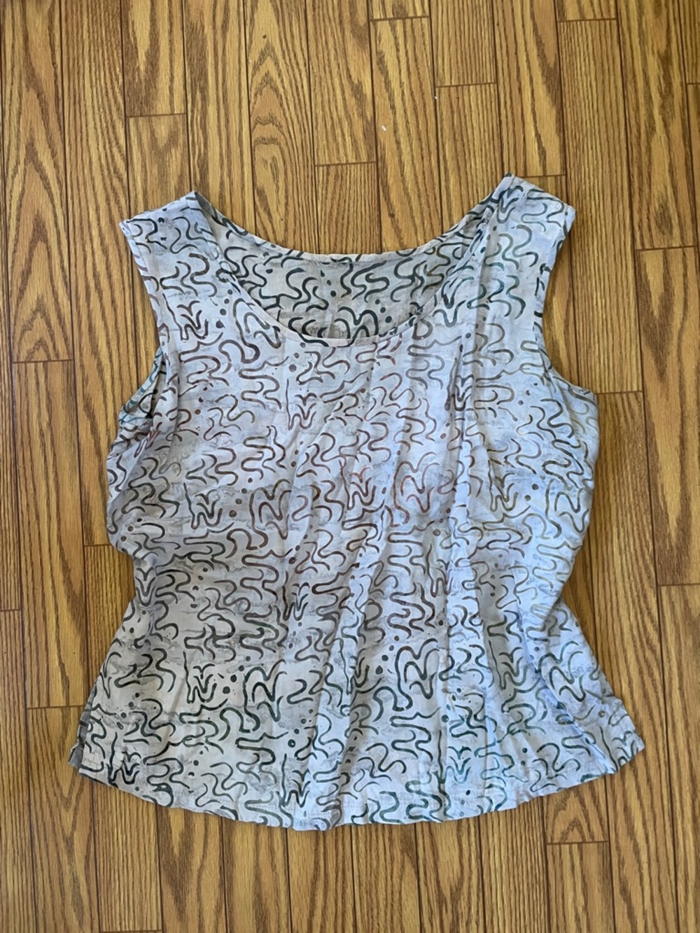 Vintage 90s Handmade batik multi color patterned rayon tank top